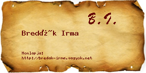 Bredák Irma névjegykártya